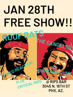 buRgandy juRk past show flyeR: 1-28-23 Rips Room flyeR